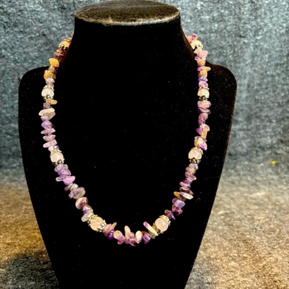 Amethyst & Rose Quartz Gemstone Necklace
